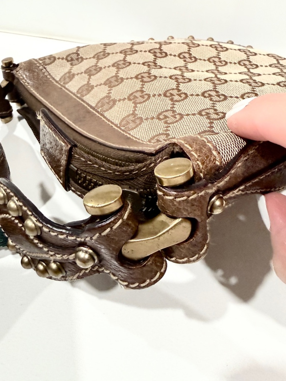 Gucci Small Monogram Pelham Studded Bag - Picture 11 of 13